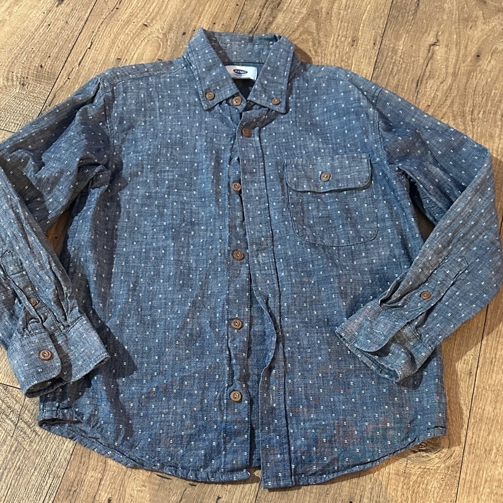 Boys Denim Blue Button-Up Shirt